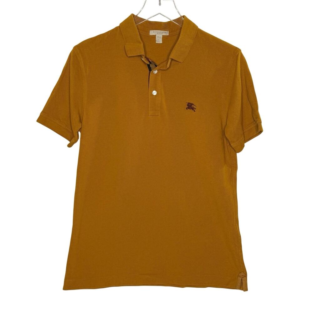 Burberry Brit Mens Short Sleeve Cotton Piqué Polo Shirt S Dark Orange Golden